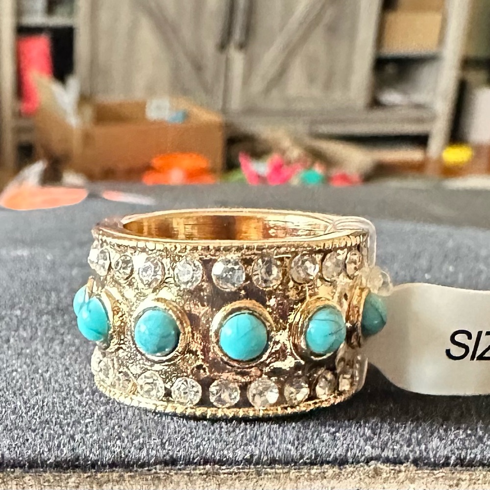 Park Lane LEVI Gold and Turquoise Statement Ring